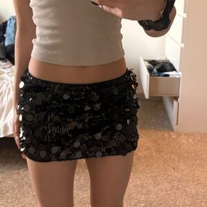 Black Sequin Mini Skirt